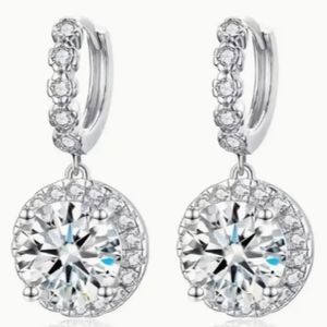 CERTIFIED 1ct Moissanite drop earrings!